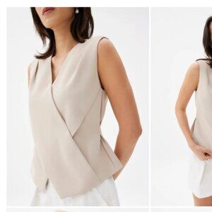 Mae Tailored Cross Over Top by Love, Bonito | Size M Oat